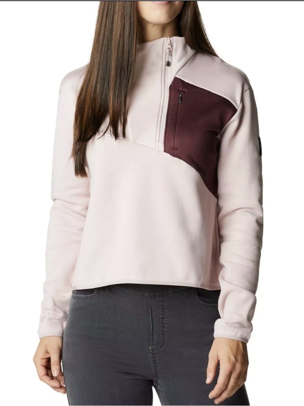 Columbia half-Zip Pullover with pink maroon